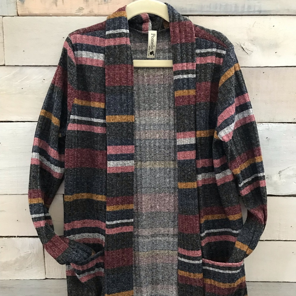 Striped cardigan with pockets (tween size)
